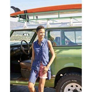 Toad & Co XL Ridge Tunic Button Up Shirt Dress Organic Cotton Outdoor Coastal